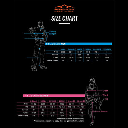 Sun Mountain Size Chart