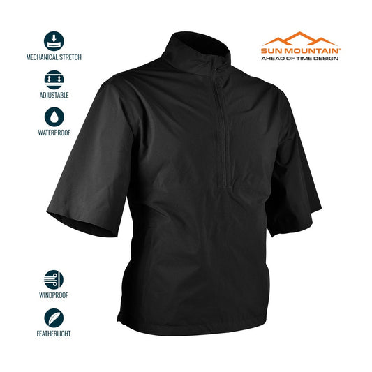 Sun Mountain Monsoon Waterproof Short-Sleeve Pullover - Black - front view