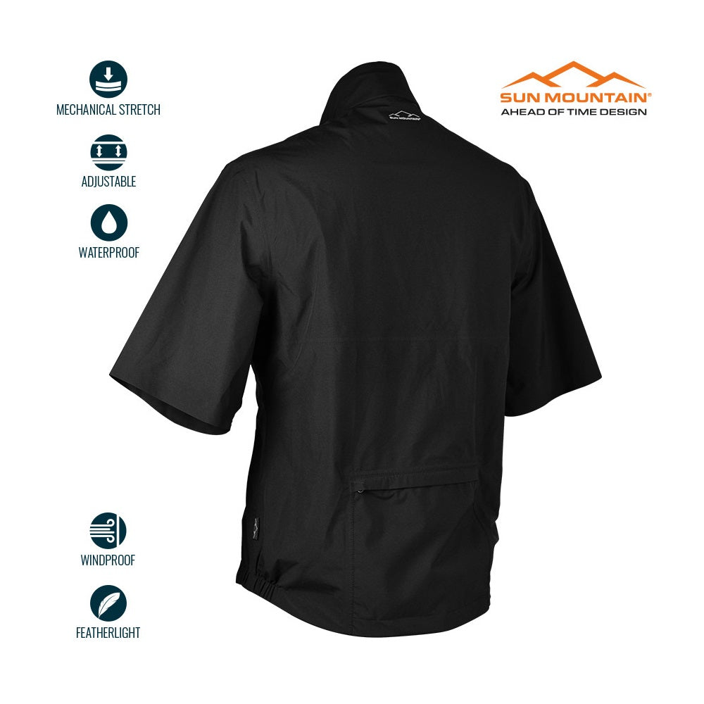 Sun Mountain Monsoon Waterproof Short-Sleeve Pullover - Black - back view
