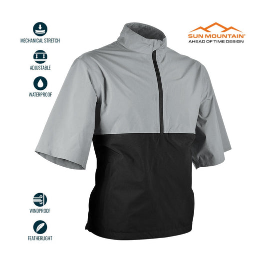 Sun Mountain Monsoon Waterproof Short-Sleeve Pullover - Platinum Black - front view