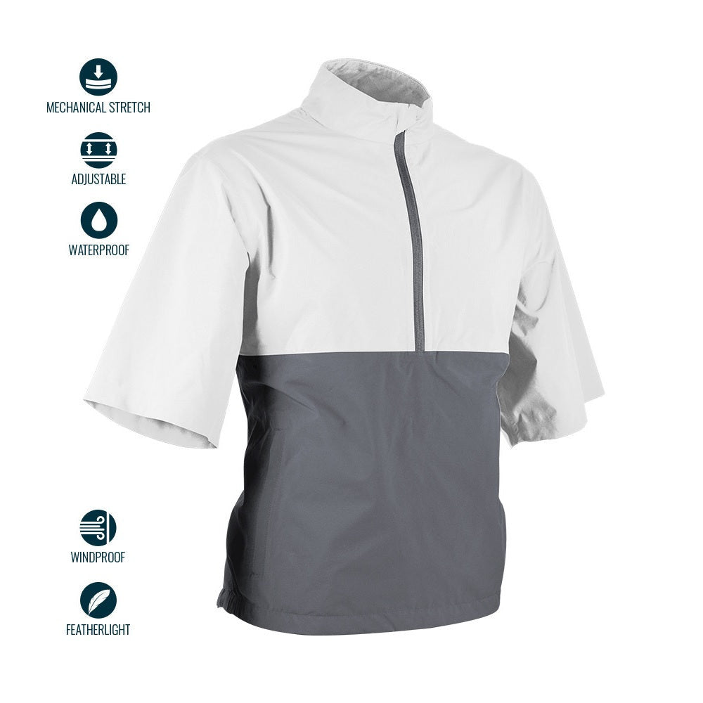 Sun Mountain Monsoon Waterproof Short-Sleeve Pullover - White / Cadet - front view
