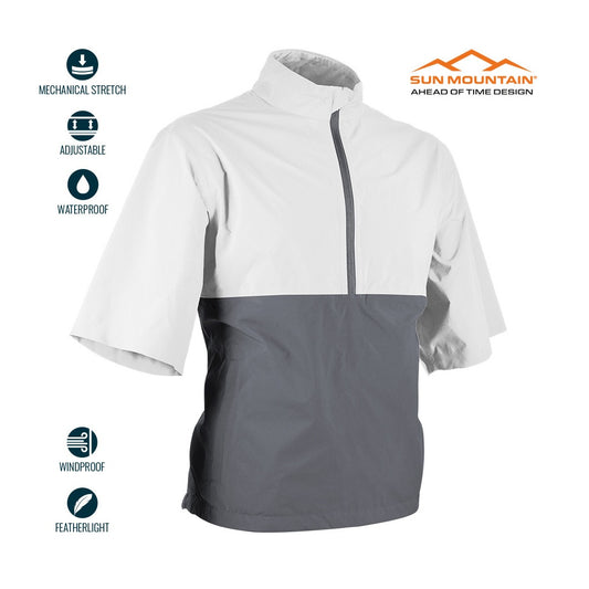 Sun Mountain Monsoon Waterproof Short-Sleeve Pullover - White / Cadet - front view