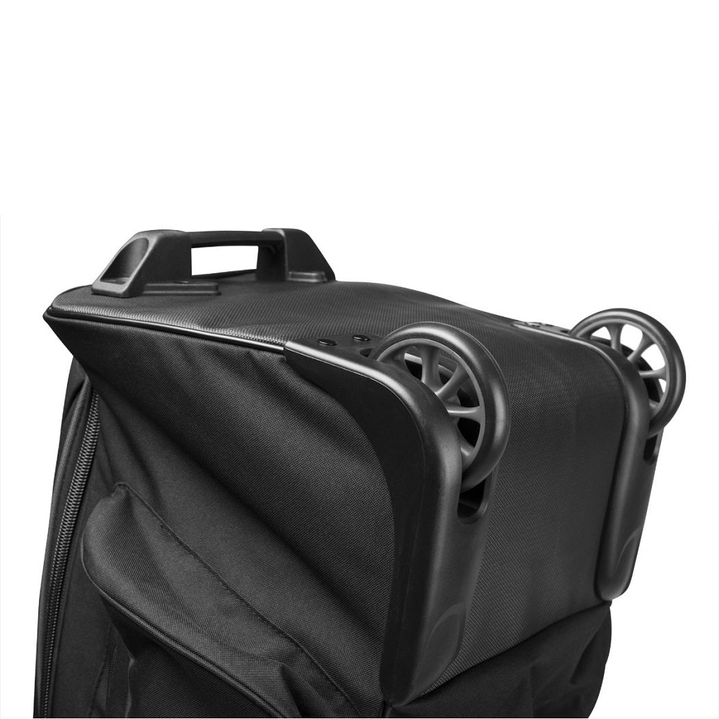 BagBoy T-10 travel cover base with in-line skate wheels and trunk handle
