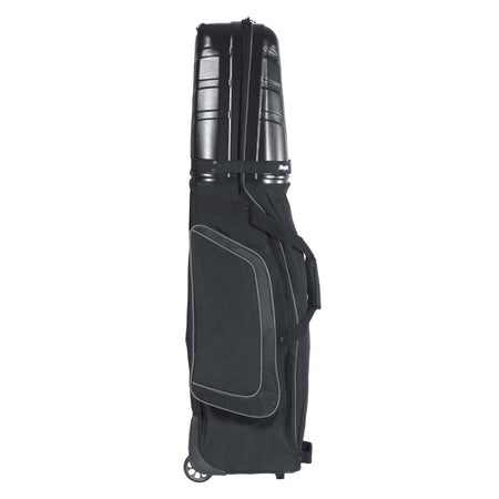 BagBoy T-10 Hard Top Travel Cover - Black/Charcoal, side view with garment pocket