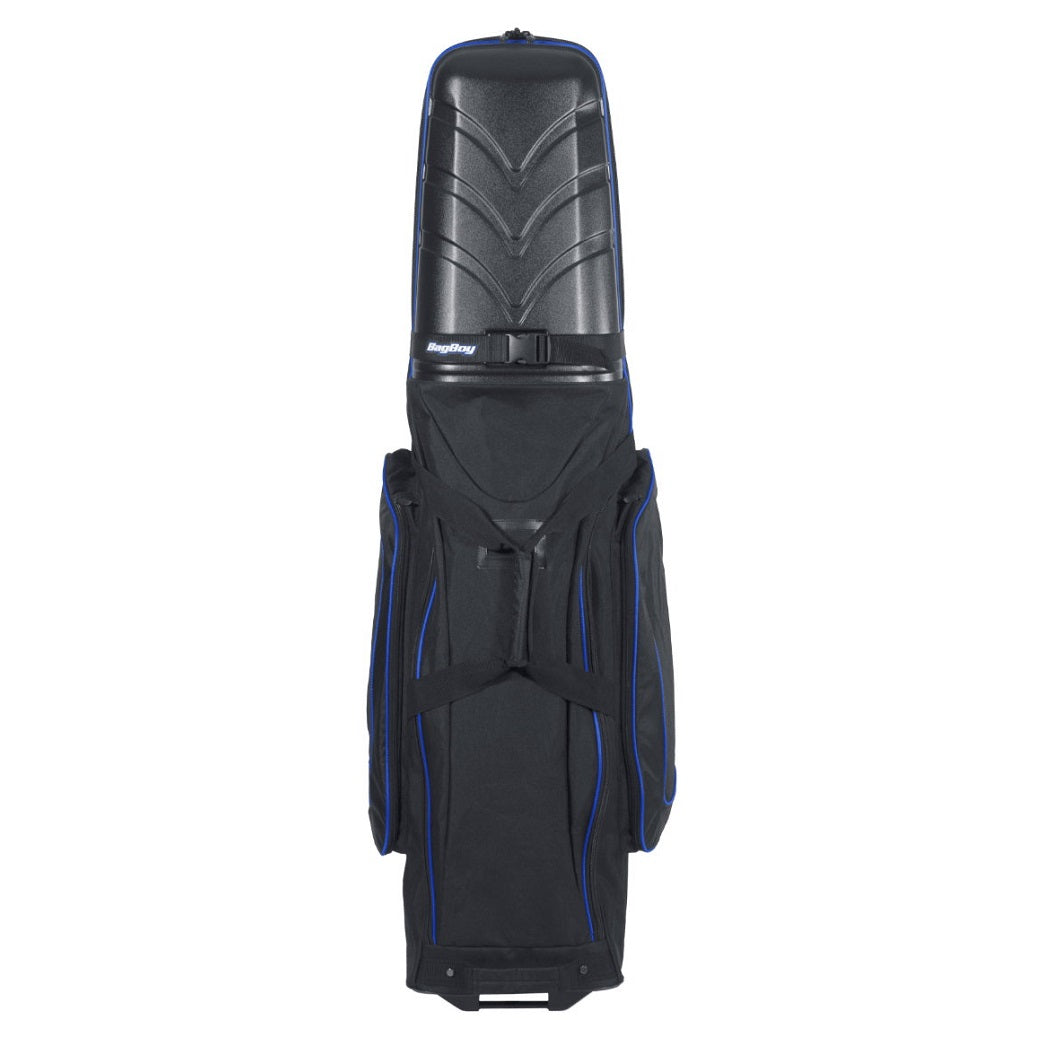 BagBoy T-10 Hard Top Travel Cover - Black/Royal Blue, rear view