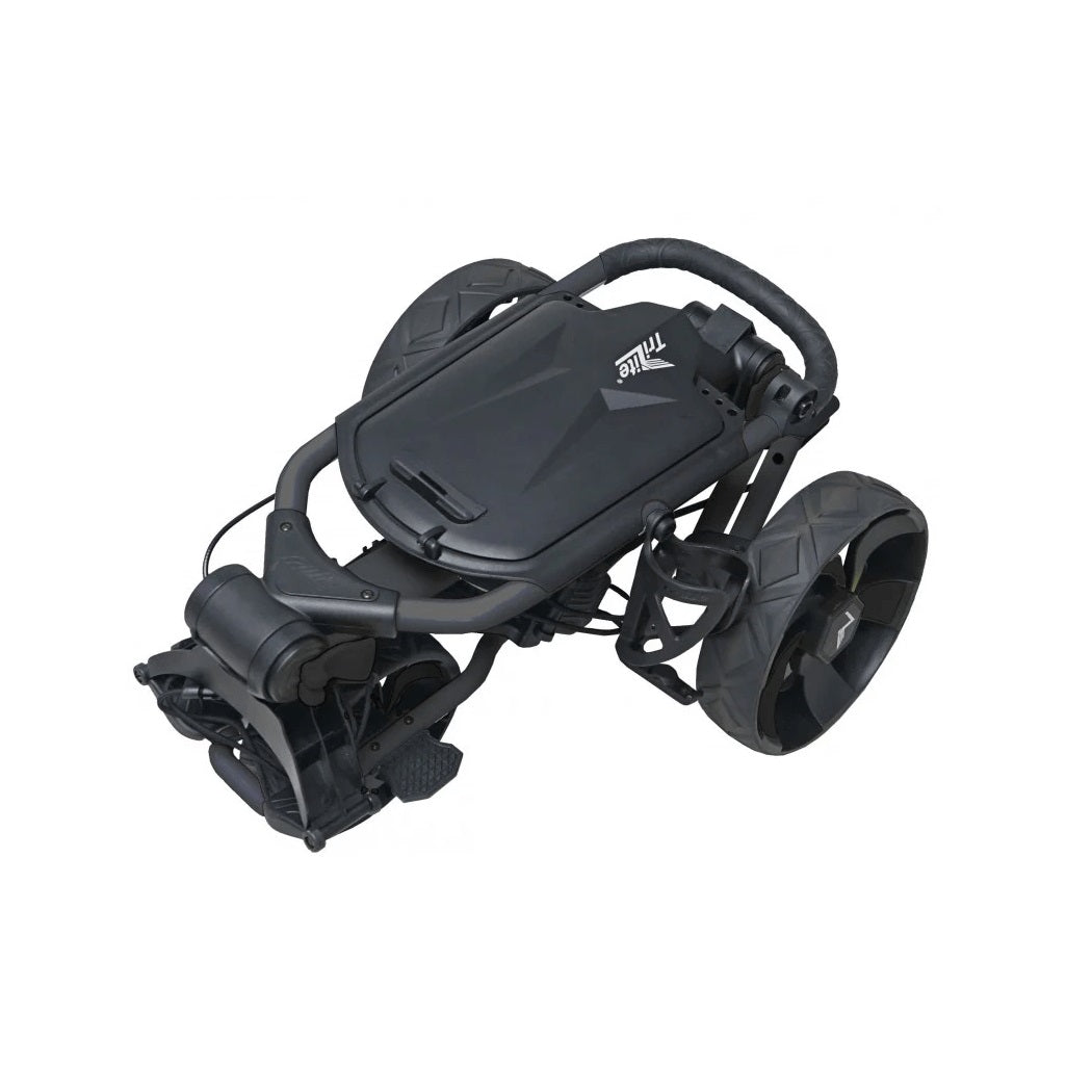 TriLite T-Flash Premium Golf Push Cart - Black - folded