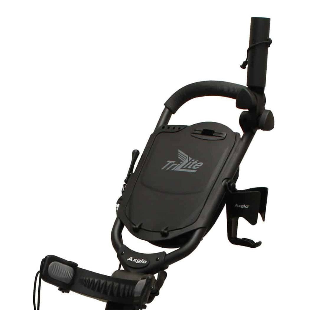 TriLite T-Flash Premium Golf Push Cart - Black - trolley handle with umbrella holder and drink holder