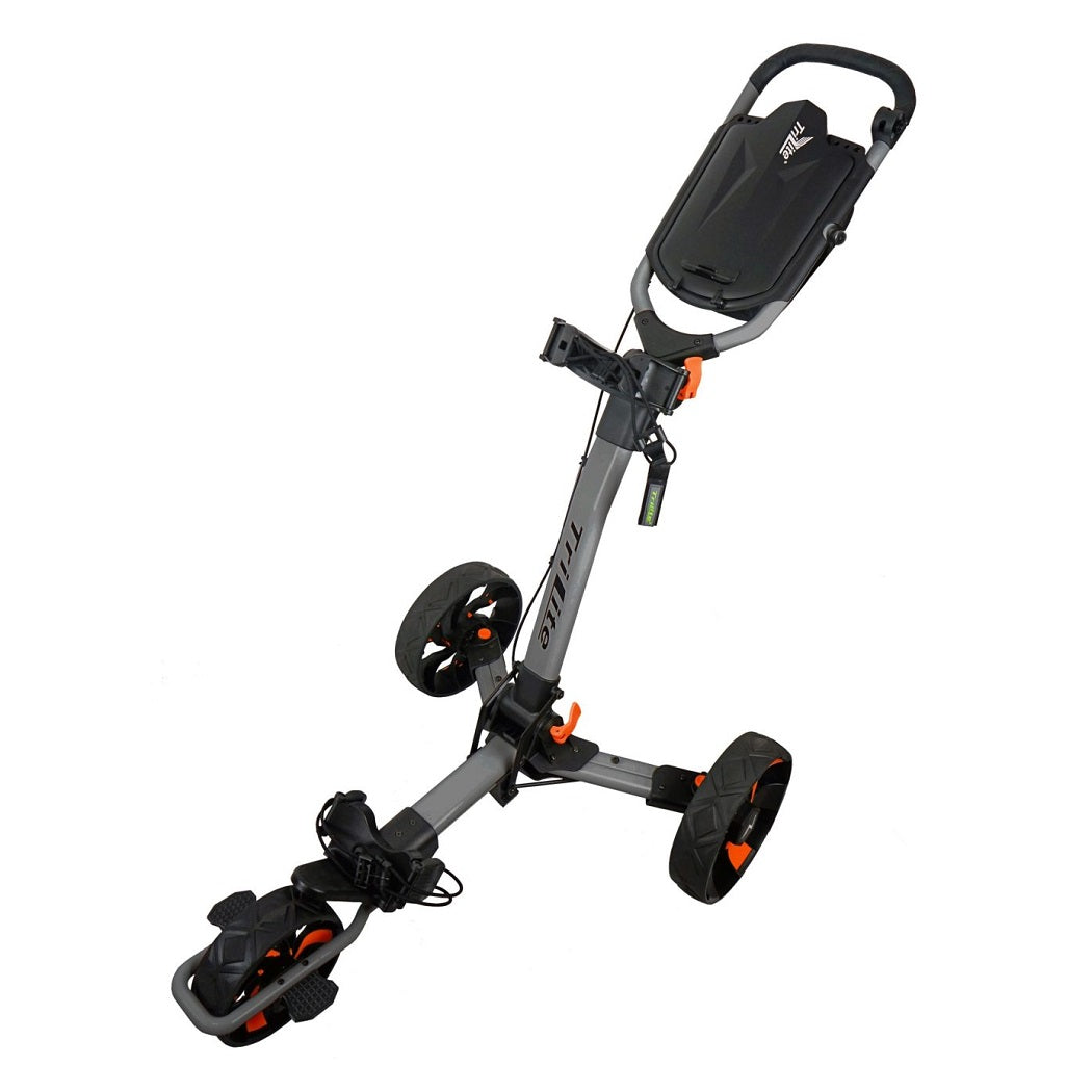 TriLite T-Flash Premium Golf Push Cart - Grey/Orange