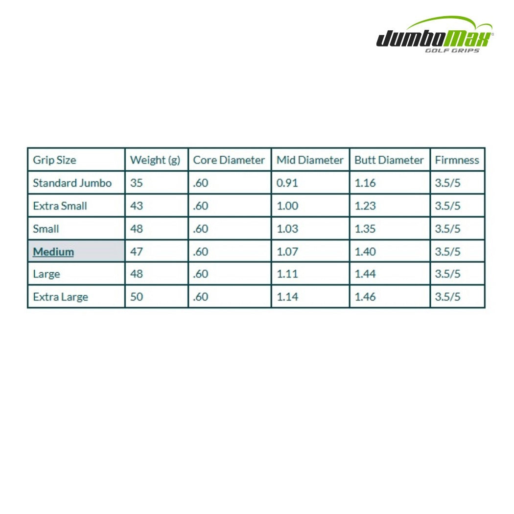 JumboMax Ultralite Series Golf Club Grip - size specifications