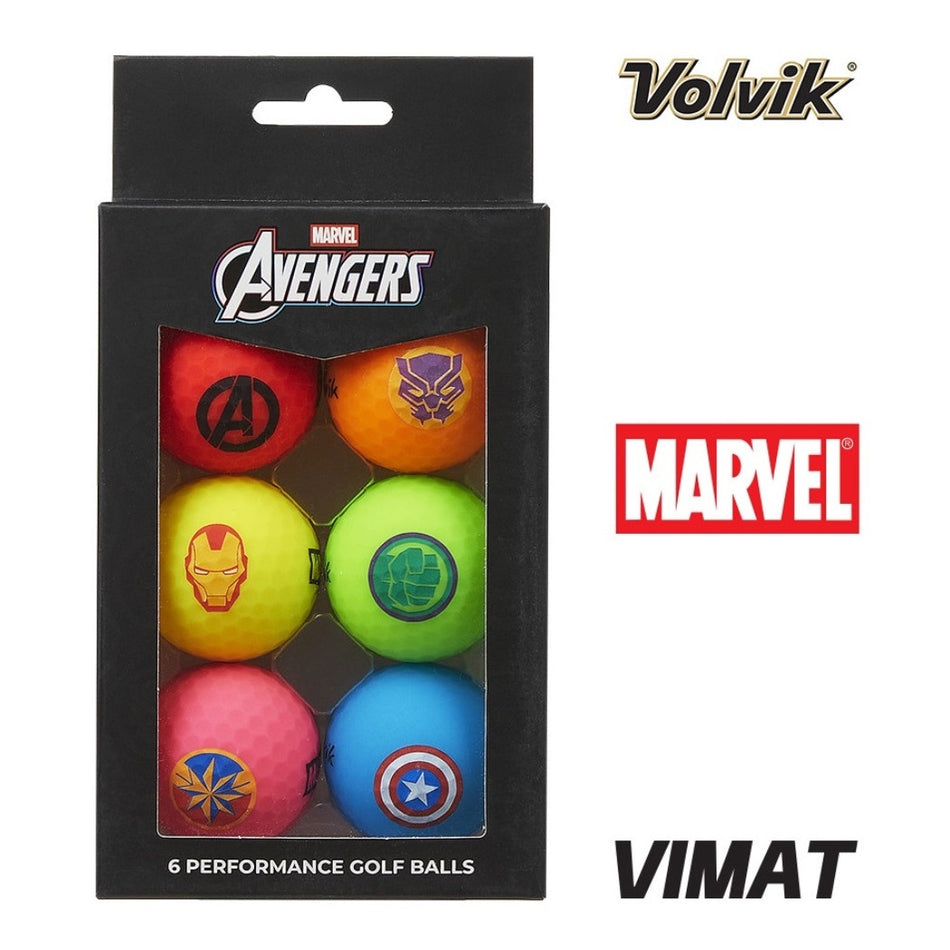 Volvik VIMAT Marvel Avengers Golf Balls - 6 Pack Gift Set - boxed