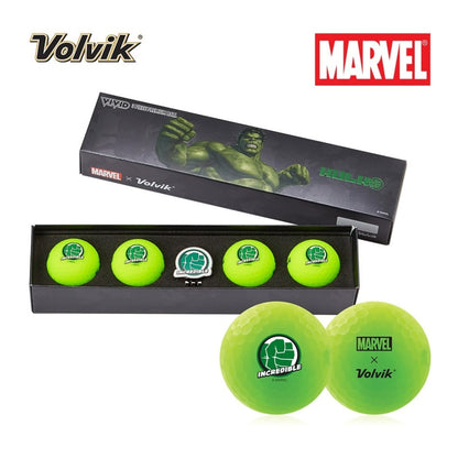 Volvik VIVID Marvel 2.0 Golf Balls 4 Pack & Marker Gift Set – Captain America / Hulk / Iron Man / Spider-Man