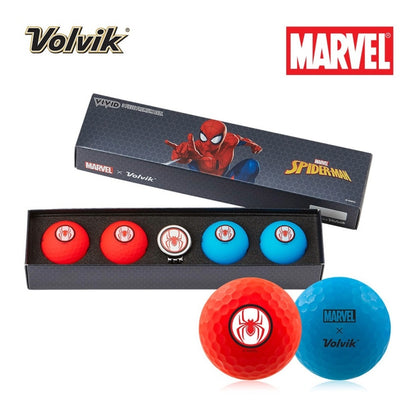 Volvik VIVID Marvel 2.0 Golf Balls 4 Pack & Marker Gift Set – Captain America / Hulk / Iron Man / Spider-Man