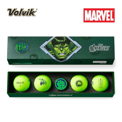 Volvik VIVID SOFT 4.0 Marvel Golf Balls & Marker Gift Set - Hulk