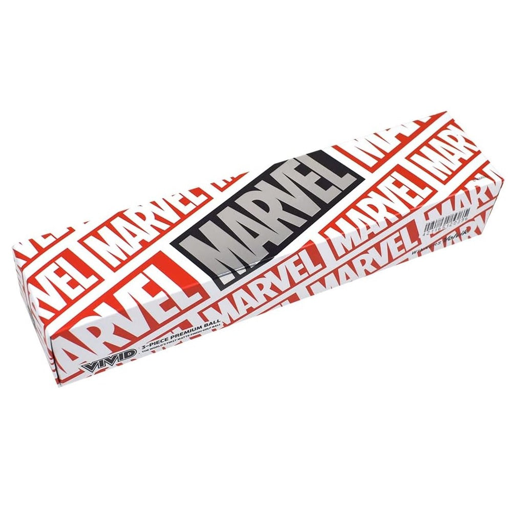 Marvel branded product packaging on a white background