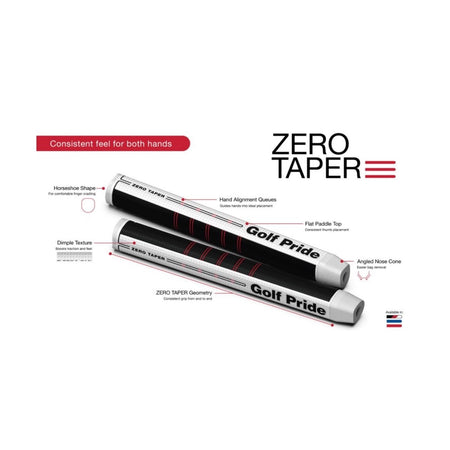 Golf Pride Zero Taper Medium Straight Putter Grip - Black - key features