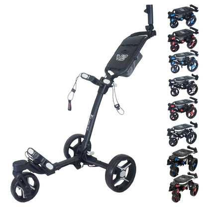 Axglo Tri-360 V2 Golf Trolley - 3 Wheel Swivel Push Cart with Umbrella & Drink Holder - showing available colours