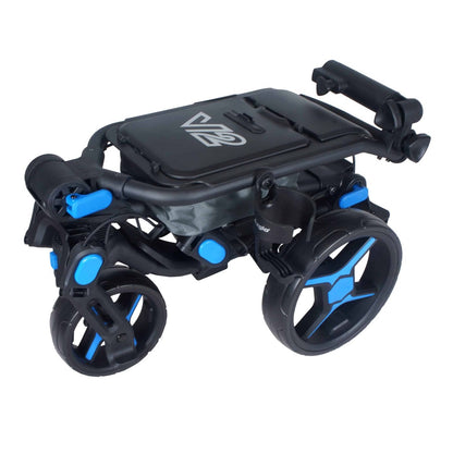 Axglo Tri-360 V2 Golf Trolley - Black/Blue - folded