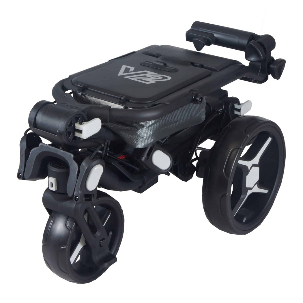 Axglo Tri-360 V2 Golf Trolley - Black/Grey - folded