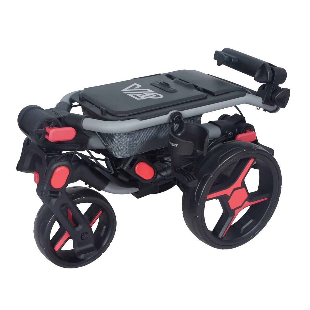Axglo Tri-360 V2 Golf Trolley - Grey/Red - folded