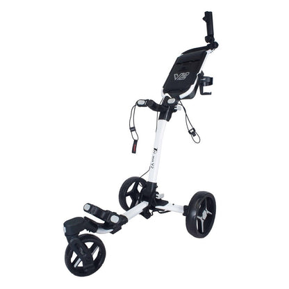 Axglo Tri-360 V2 Golf Trolley - 3 Wheel Swivel Push Cart - White/Grey