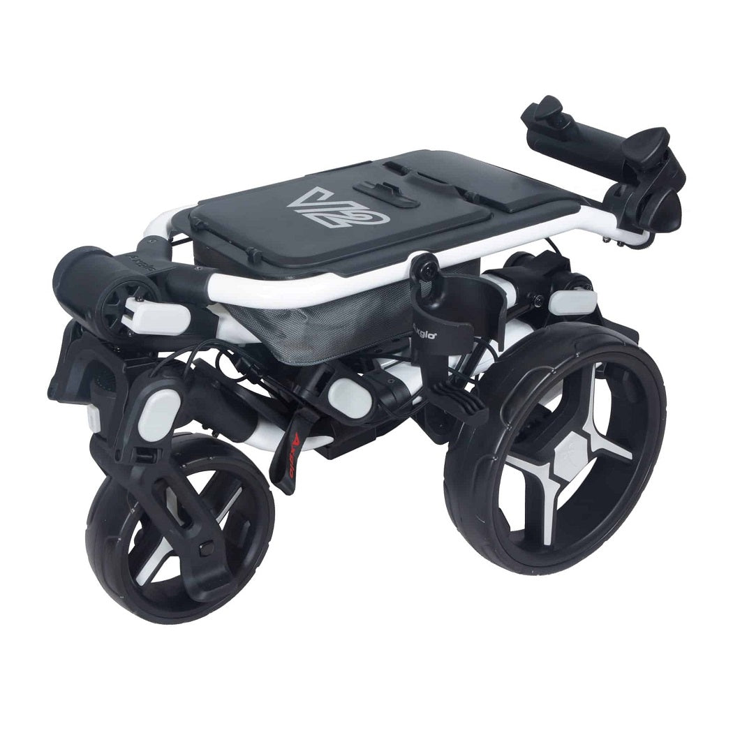 Axglo Tri-360 V2 Golf Trolley - White/Grey - folded