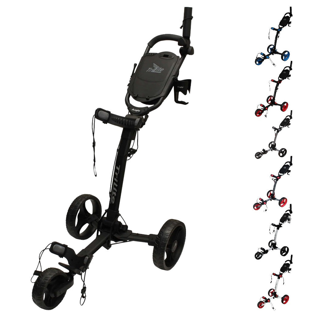 Axglo TriLite 3-Wheel Golf Trolley Push Cart - all colours
