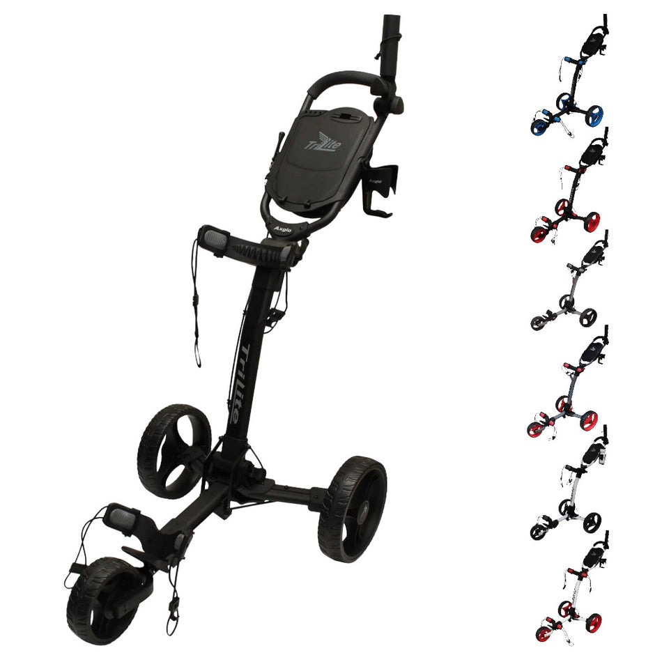Axglo TriLite 3-Wheel Golf Trolley Push Cart - all colours