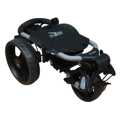 Axglo TriLite 3-Wheel Golf Trolley Push Cart - Grey/Black - folded