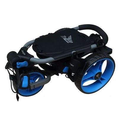 Axglo TriLite 3-Wheel Golf Trolley Push Cart - Grey/Blue - folded
