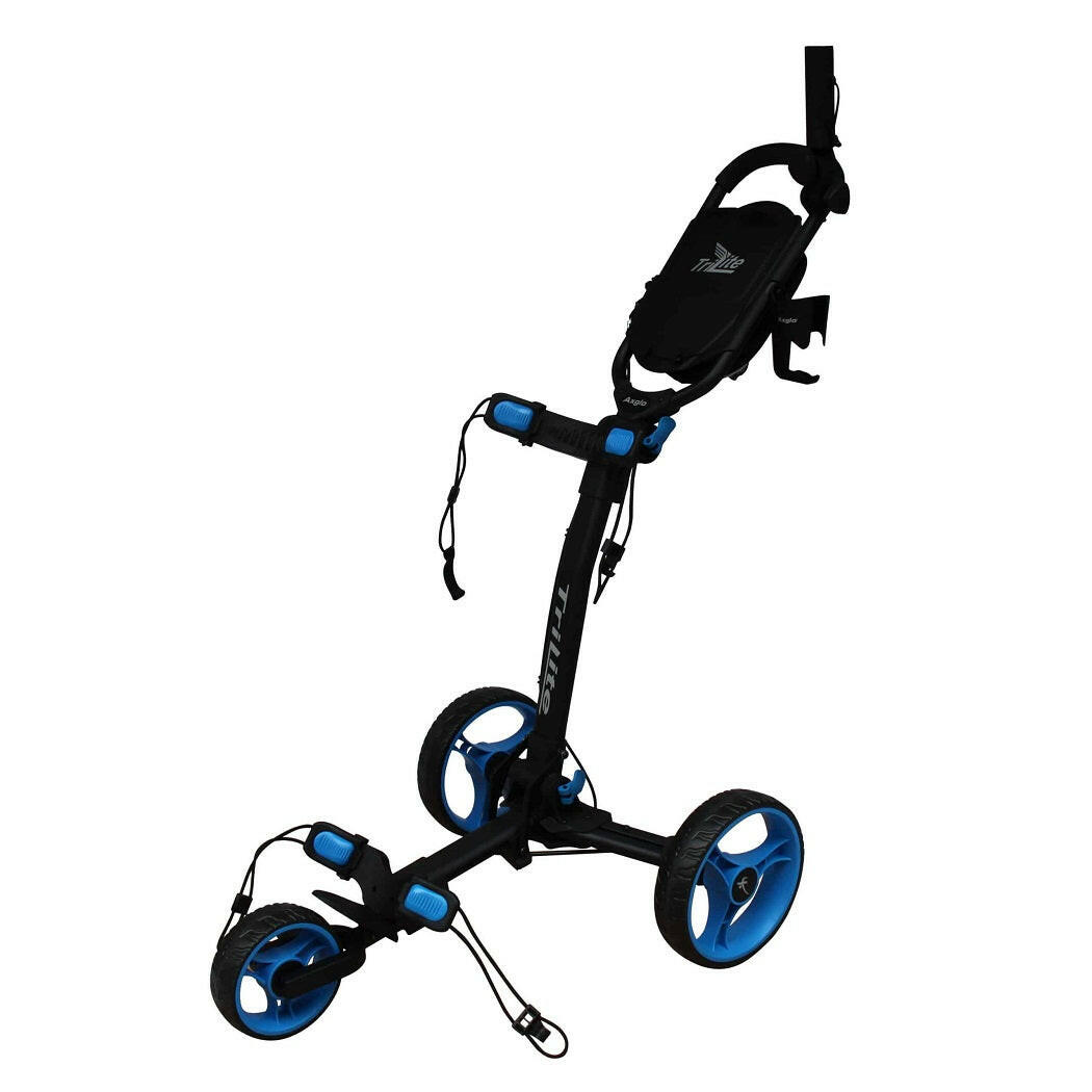 Axglo TriLite 3-Wheel Golf Trolley Push Cart - Black/Blue
