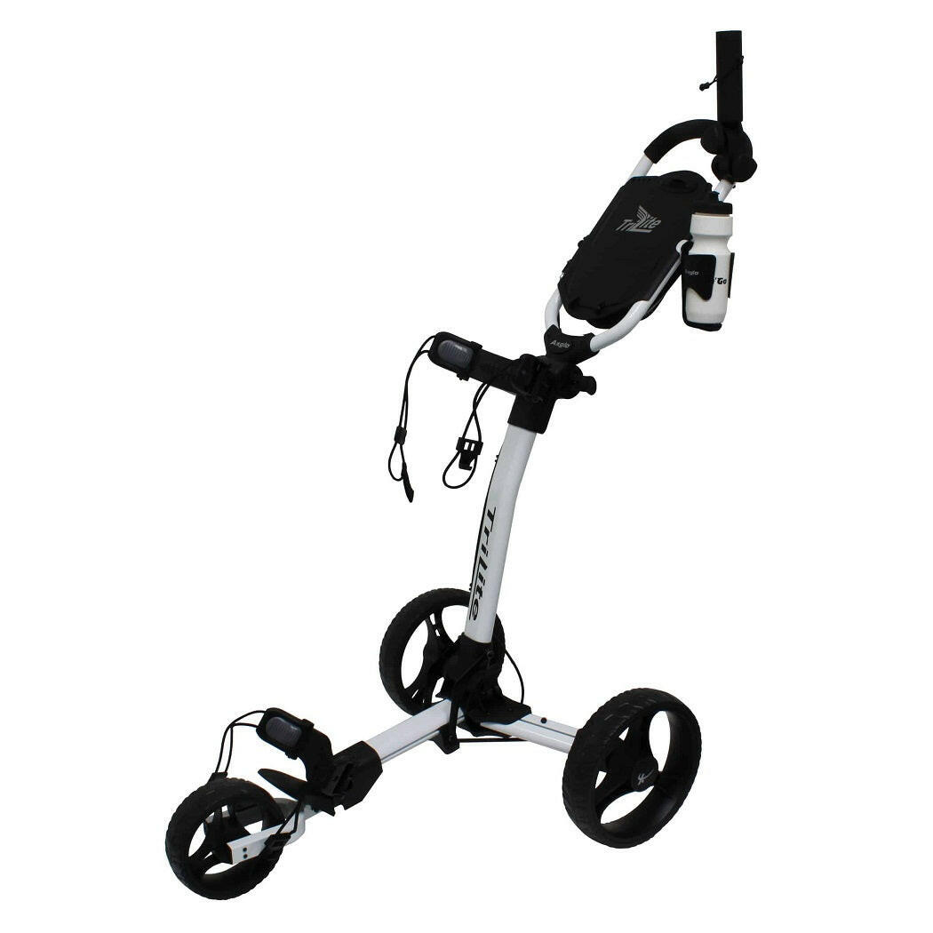 Axglo TriLite 3-Wheel Golf Trolley Push Cart - White/Black