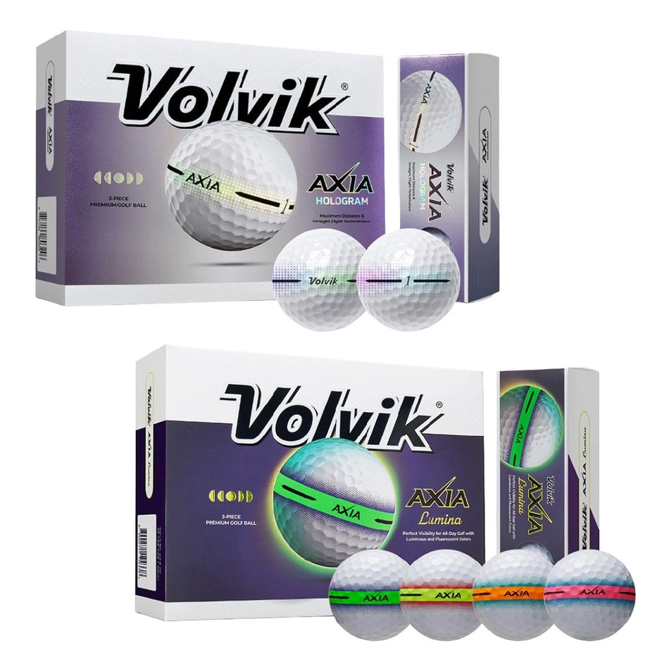 Volvik AXIA Golf Balls – Lumina & Hologram 3 Piece High Visibility Performance Balls