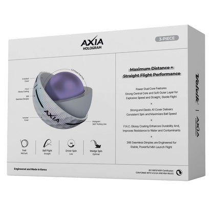 Volvik AXIA Golf Balls - Hologram - reverse of box