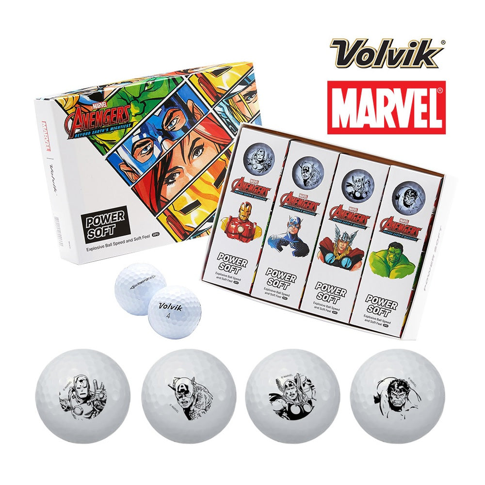 Volvik Powersoft Marvel Avengers Superhero Golf Balls (12 Pack) White