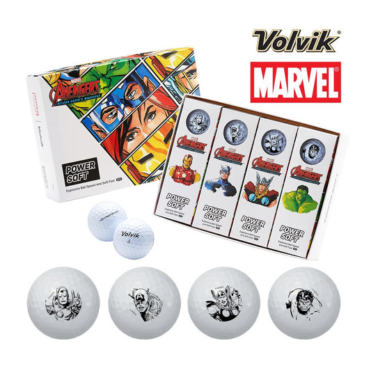 Volvik Powersoft Marvel Avengers Superhero Golf Balls (12 Pack) White
