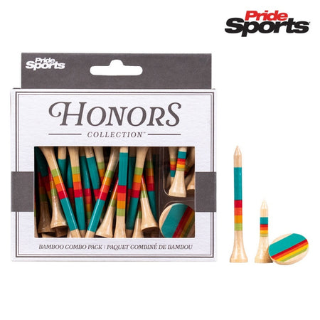 Pride Sports Honors Collection - Bamboo Tees / Ball Marker Combo Pack - Sunrise Gradient - with both sizes of  tees and ball marker