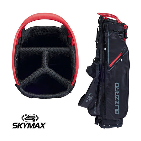 Skymax Blizzard Lightweight Stand Carry Golf Bag - Black/Red - side view and 4-way divider