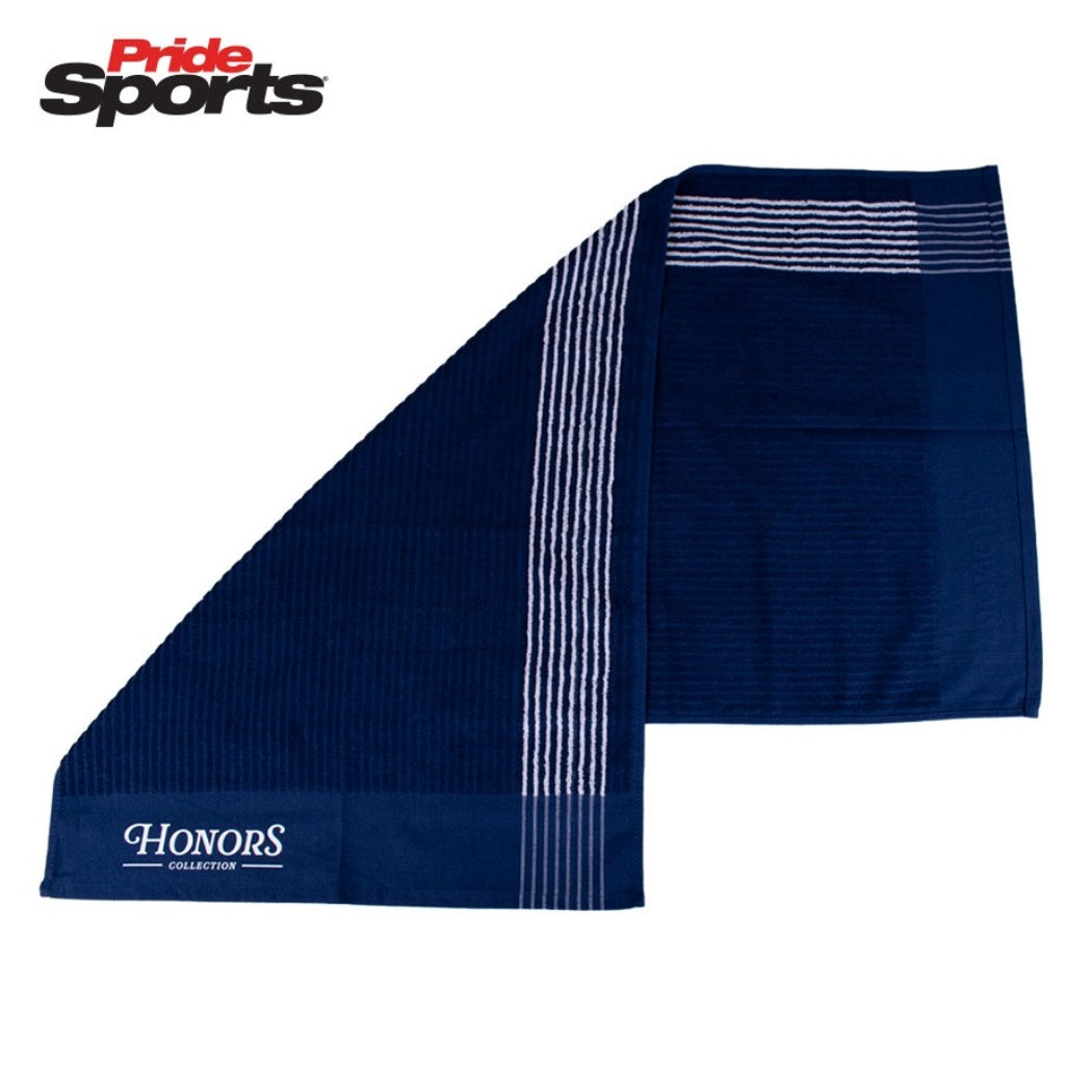 Pride Sports Honors Collection Caddie Golf Towel - Navy - removed from packaging and showing stripe detail
