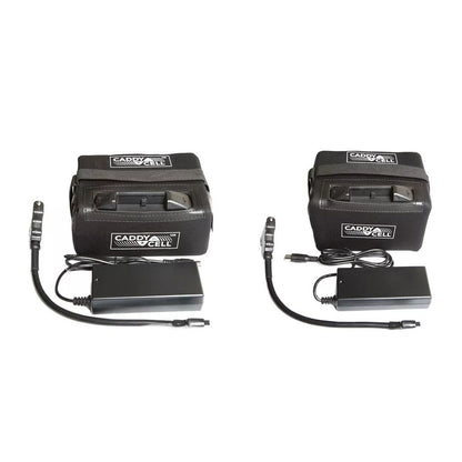 CaddyCell Lithium Battery & Charger Set Motocaddy Powakaddy - showing both batteries