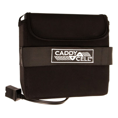 CaddyCell Lithium Golf Trolley Battery & Charger for Motocaddy M-Series - 18 Hole - front view, branded case