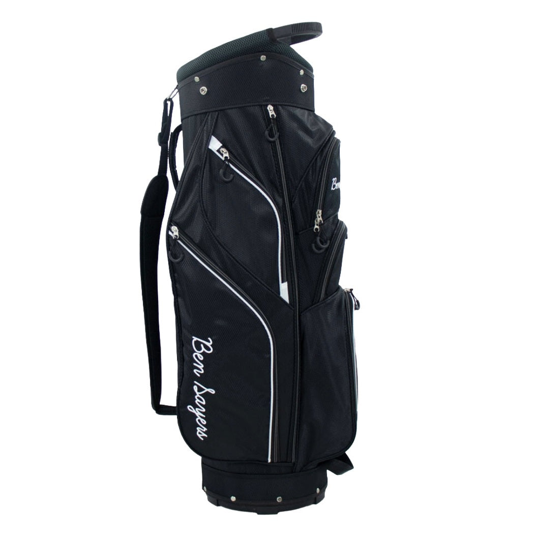 Ben Sayers DLX Cart/Trolley Golf Bag - G7009 Black/White - rear view