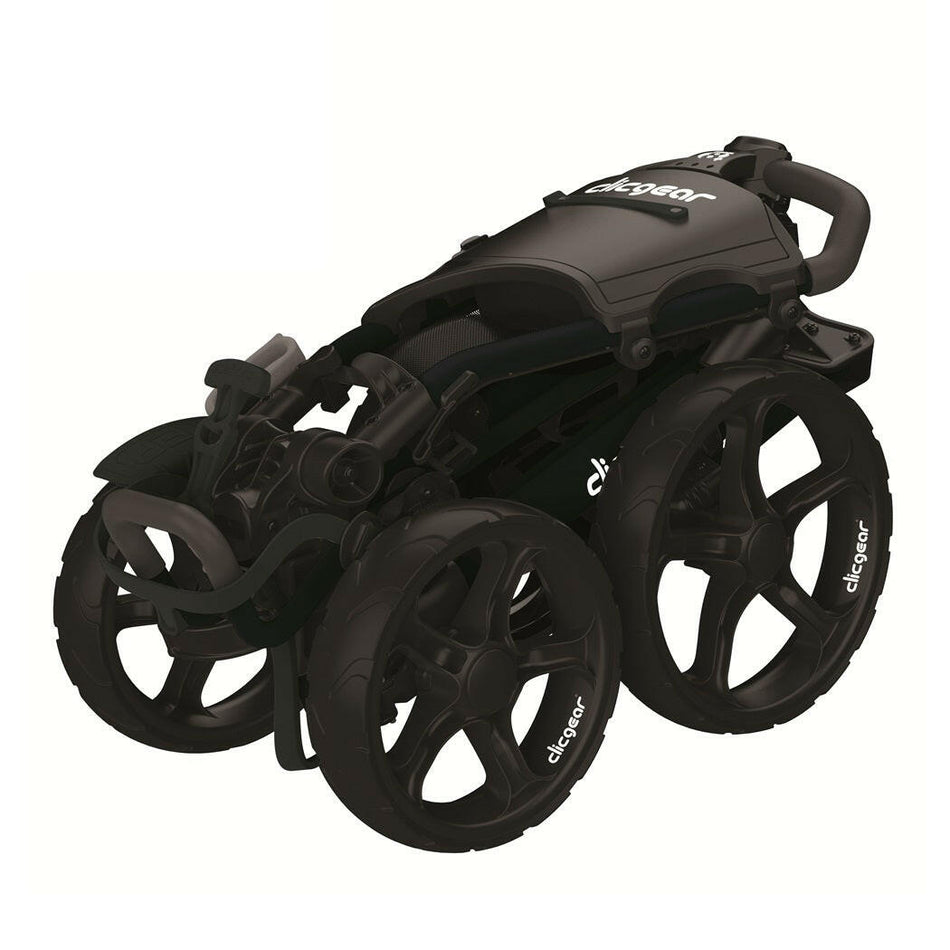 Clicgear 8.0 Push Golf Trolley - 4-Wheel (Black) - showing the trolley folded