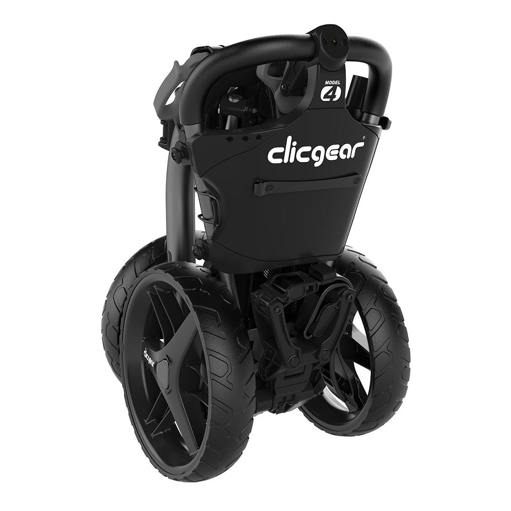 Silver Clicgear 4.0 Push Golf Trolley folded for storage