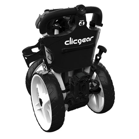 White Clicgear 4.0 Push Golf Trolley folded for storage