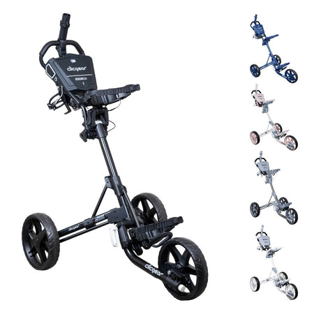 Clicgear 4.5 Golf Push Trolley in Black with Navy, Pink, Slate and White colourways inset