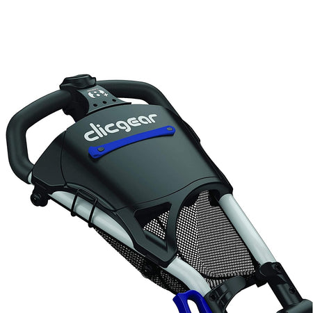 Clicgear 8.0+ handle, accessory console and mesh storage net close-up