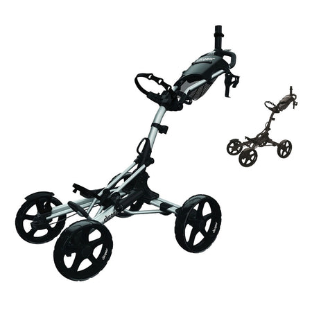 Clicgear 8.0+ four-wheel push golf trolley in Silver and Black