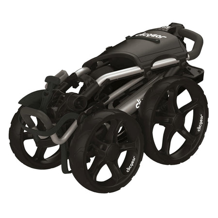Clicgear 8.0+ Silver push golf trolley folded for storage