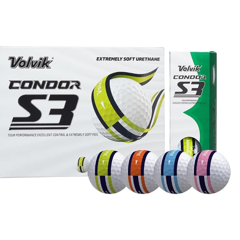 VOLVIK Condor S3 Tour Soft 360 Golf Balls - included colours