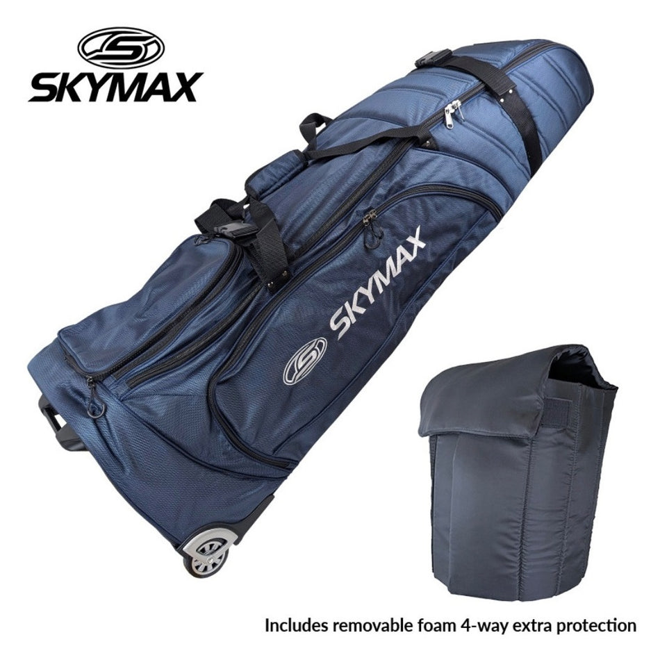 Skymax Deluxe Padded Wheeled Golf Travel Cover - folded and unfolded